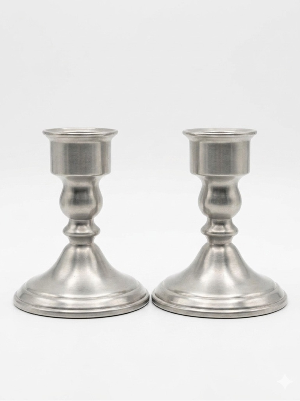 Vintage WEB Pewter Weighted Candlesticks - Pair of 2 - 5 Inch Tall 1960s